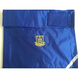 West Ashtead blue  book bag with logo 